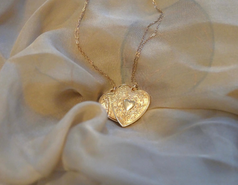 Vintage Gold-Fill Friendship Heart Necklace Set