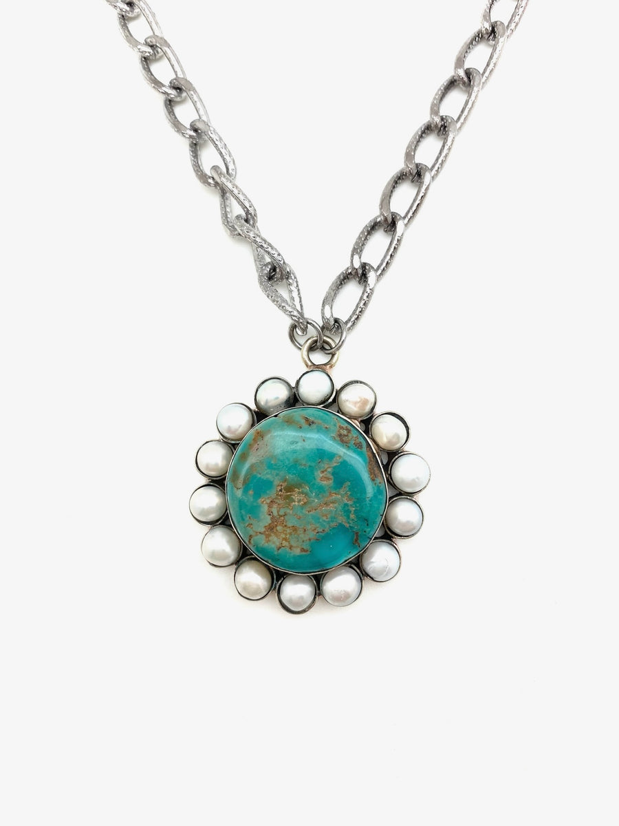 Turquoise & Pearl Tillie Necklace
