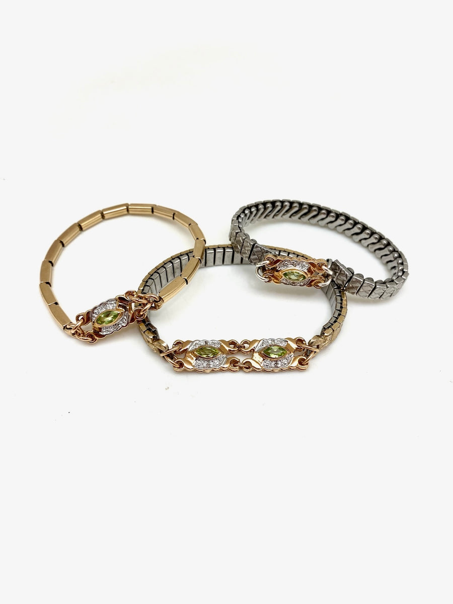 Vintage Peridot & Diamond Watch Band Bracelets