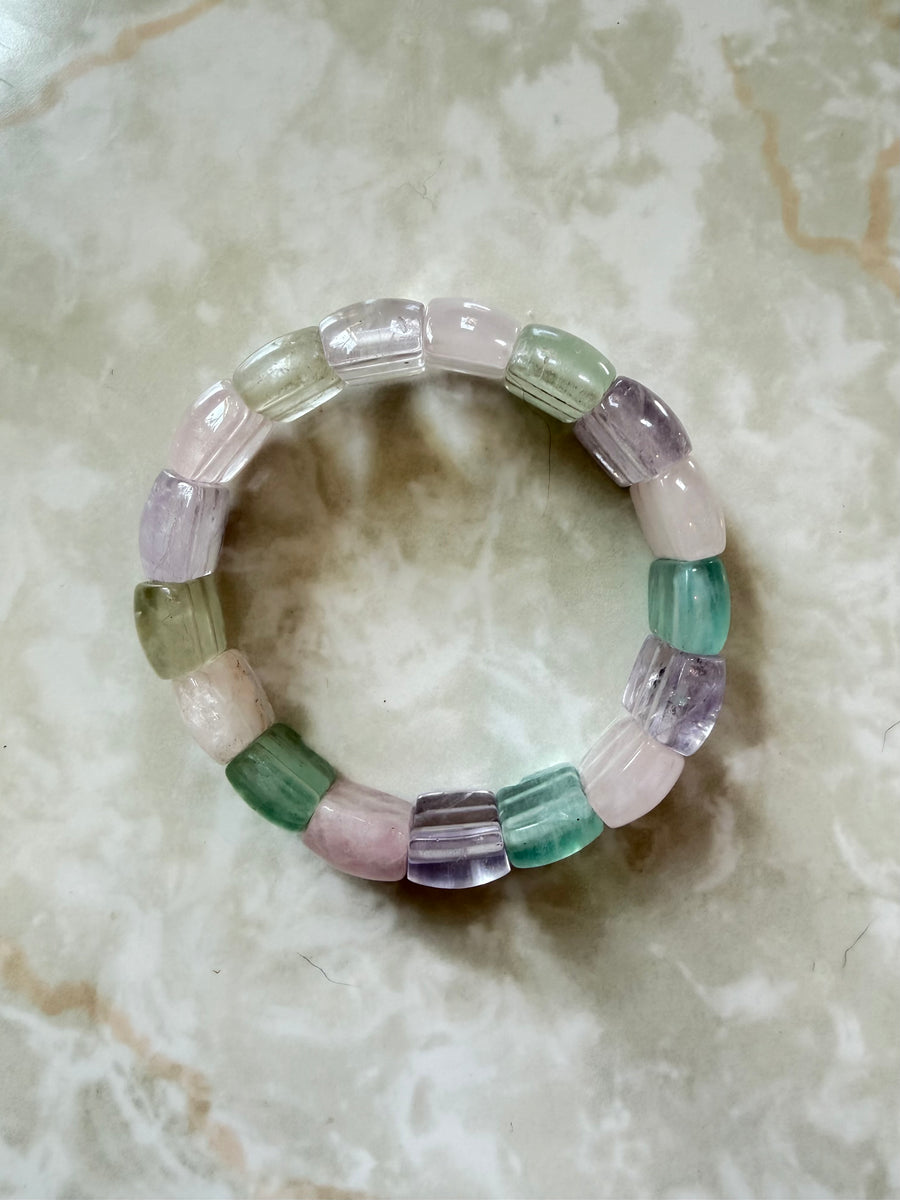 Fluorite Stretch Stone Bangle Bracelet