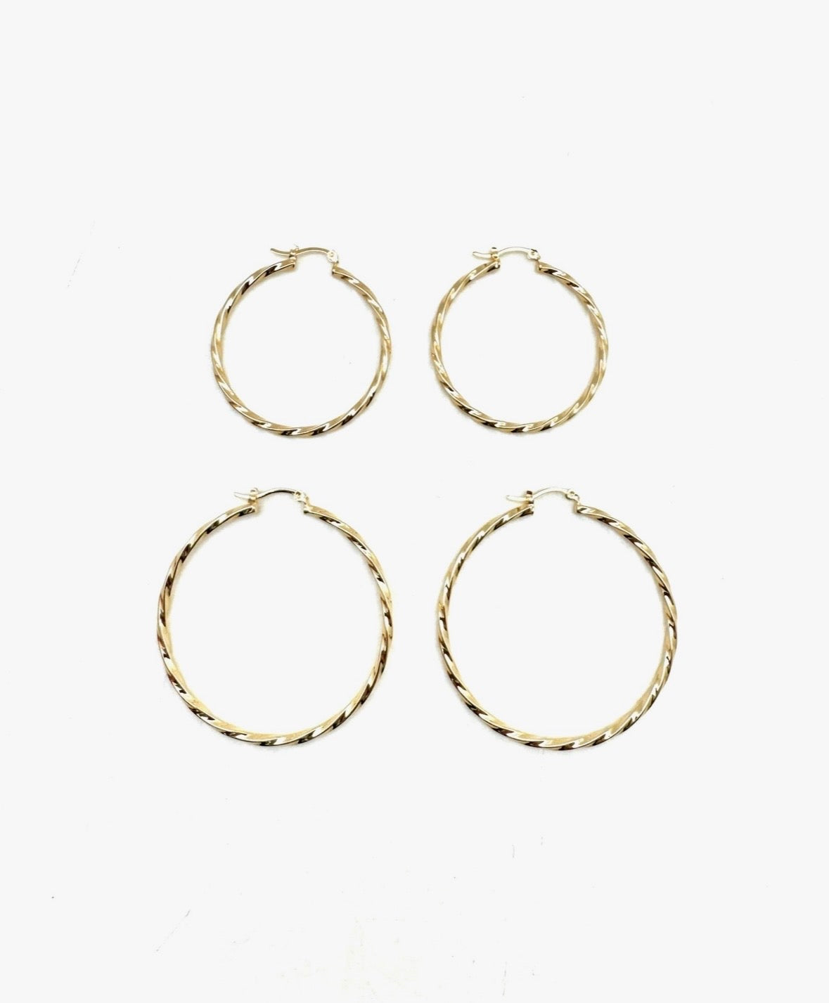 Gold Filled Twist Hoops - 1.5" or 2" - Stone Cooper