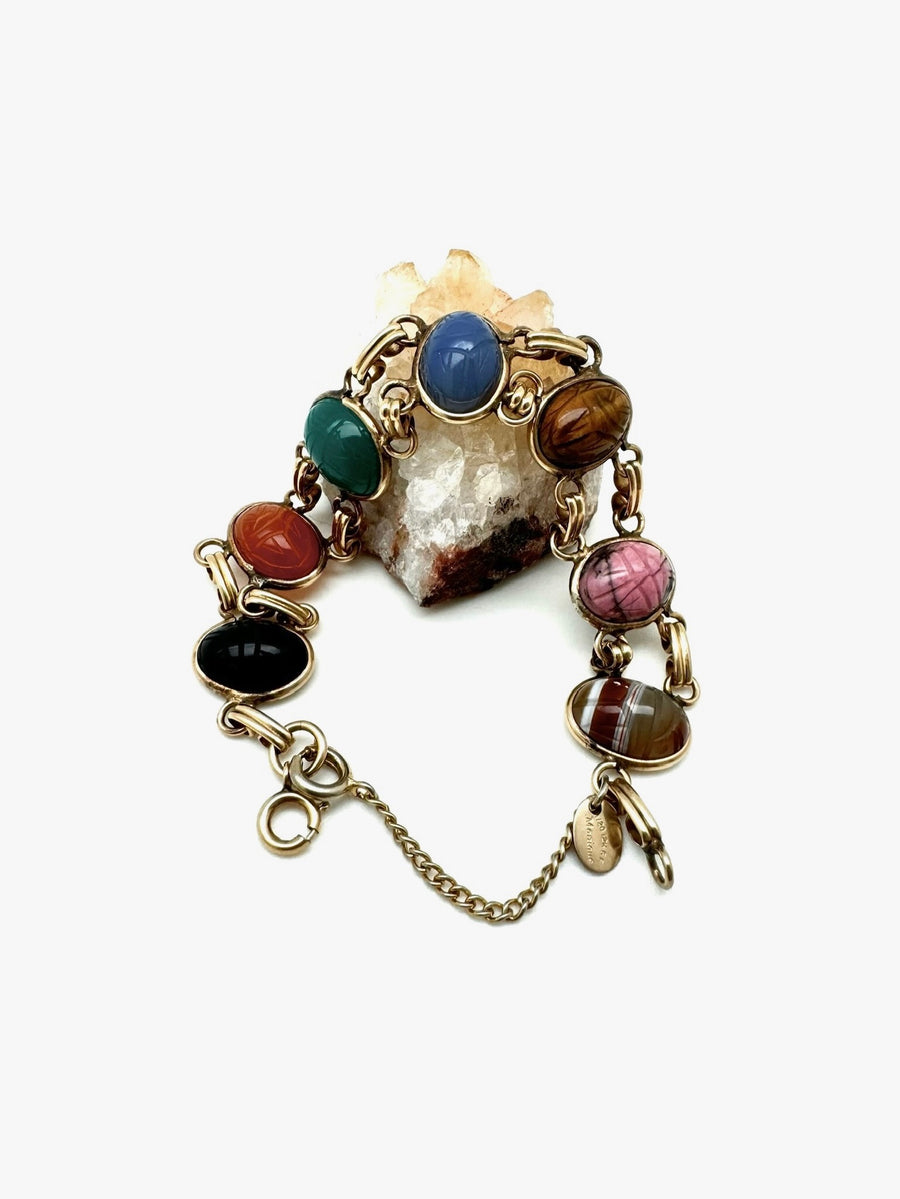 Arlene Double Strand Vintage Scarab Bracelet