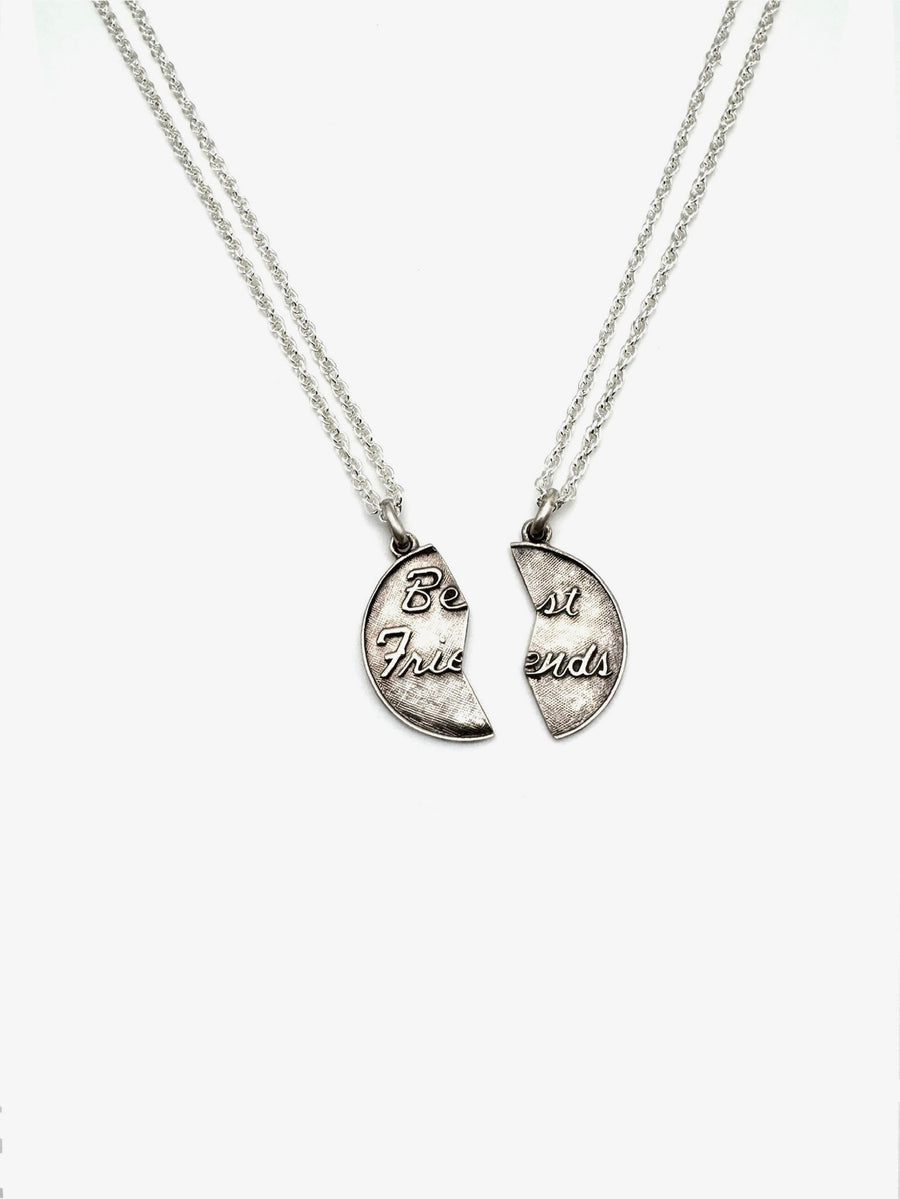 Silver Vintage Best Friends Necklace Set