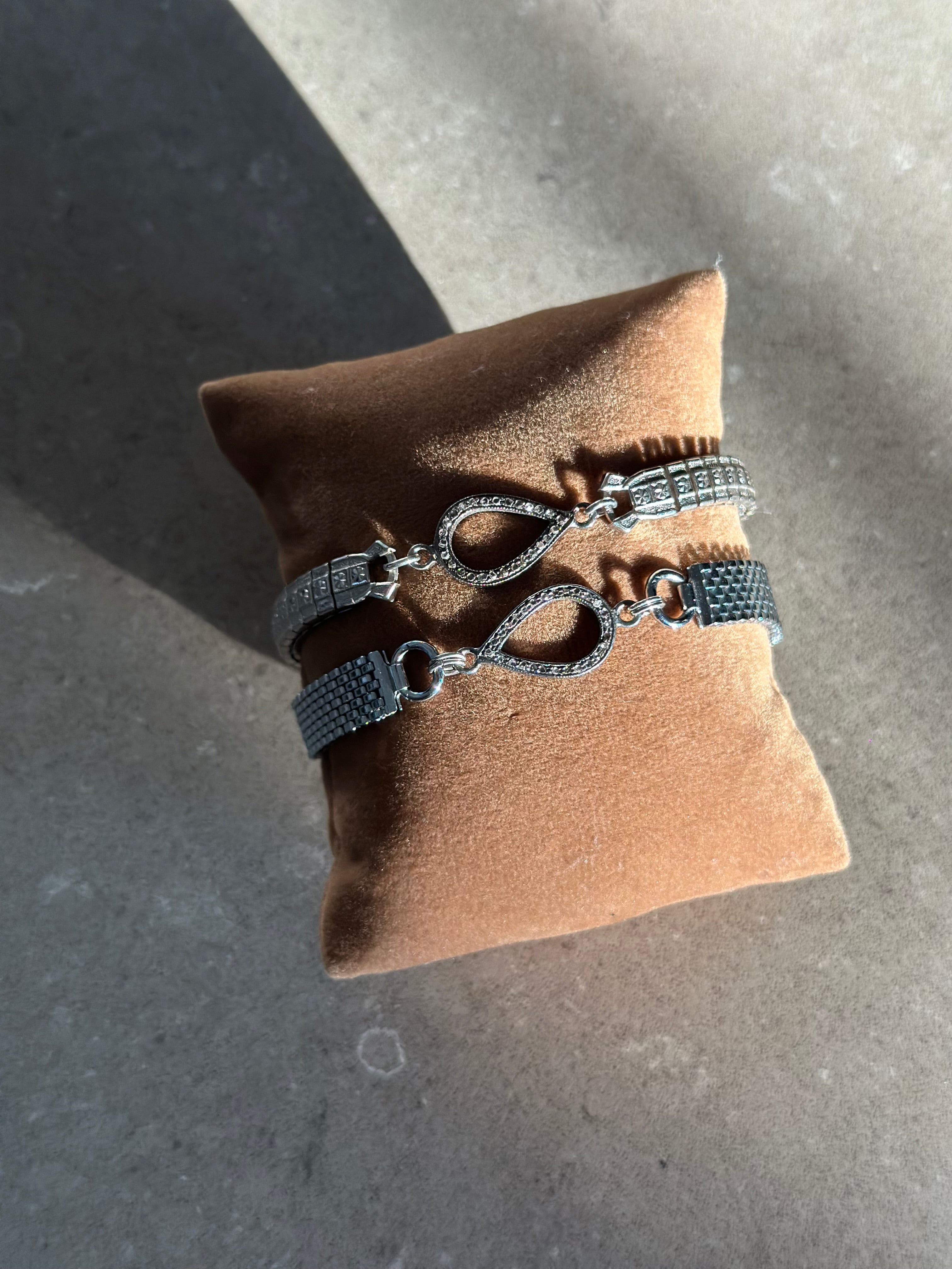 Diamond Pear Frame Vintage Watch-Band Bracelets - Stone Cooper