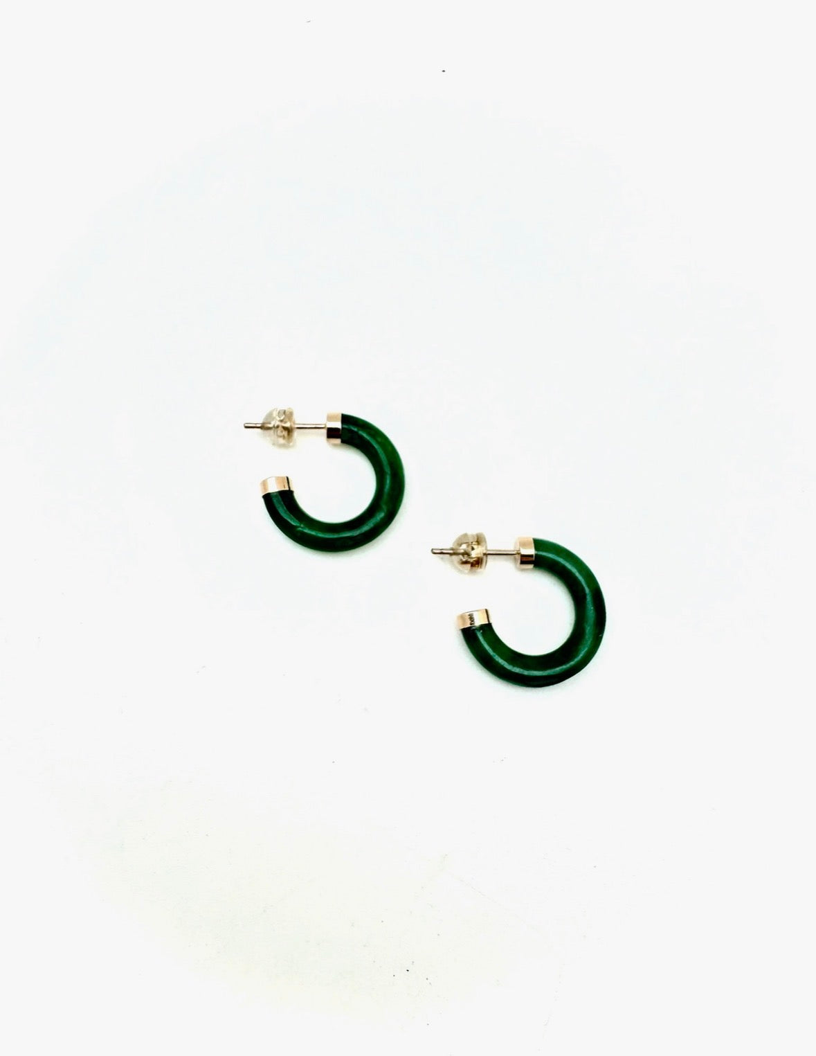 14K Gold Jade Hoops - Stone Cooper