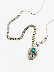 Rolling Stone Necklace: Pyrite or Turquoise