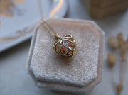 10K Antique Encased Pearl, Diamond Heart Cage Necklace - Stone Cooper