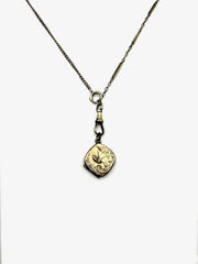 Victorian Etched Bird Locket on Watch Chain