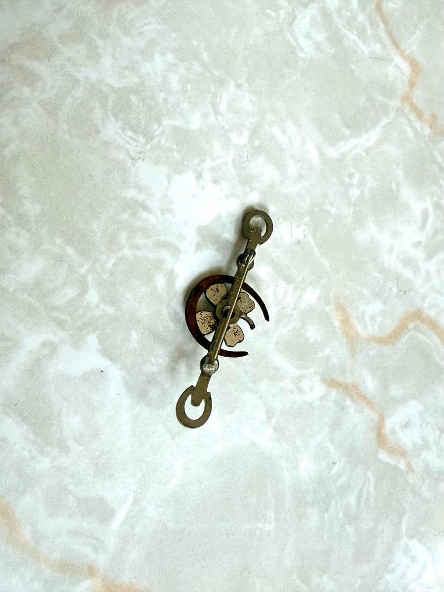 Lucky Clover and Horseshoe Vintage Lapel Pin