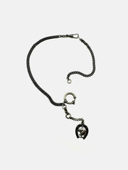 Clarence Antique Silver Watch Chain with Dog Charm