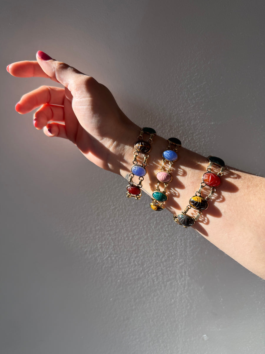 Arlene Double Strand Vintage Scarab Bracelet