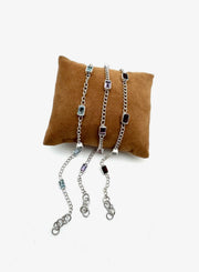 Garnet, Topaz or Amethyst Baguette Bracelet - Stone Cooper