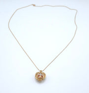 10K Antique Encased Pearl, Diamond Heart Cage Necklace - Stone Cooper