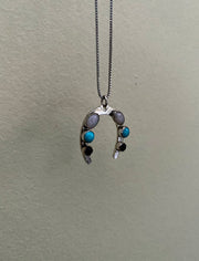 Lucky Horseshoe Turquoise, Opal and Onyx Necklace