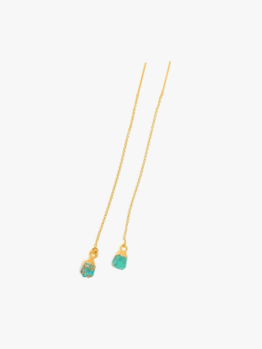 Cleo Rough Turquoise Gold Ear Threader