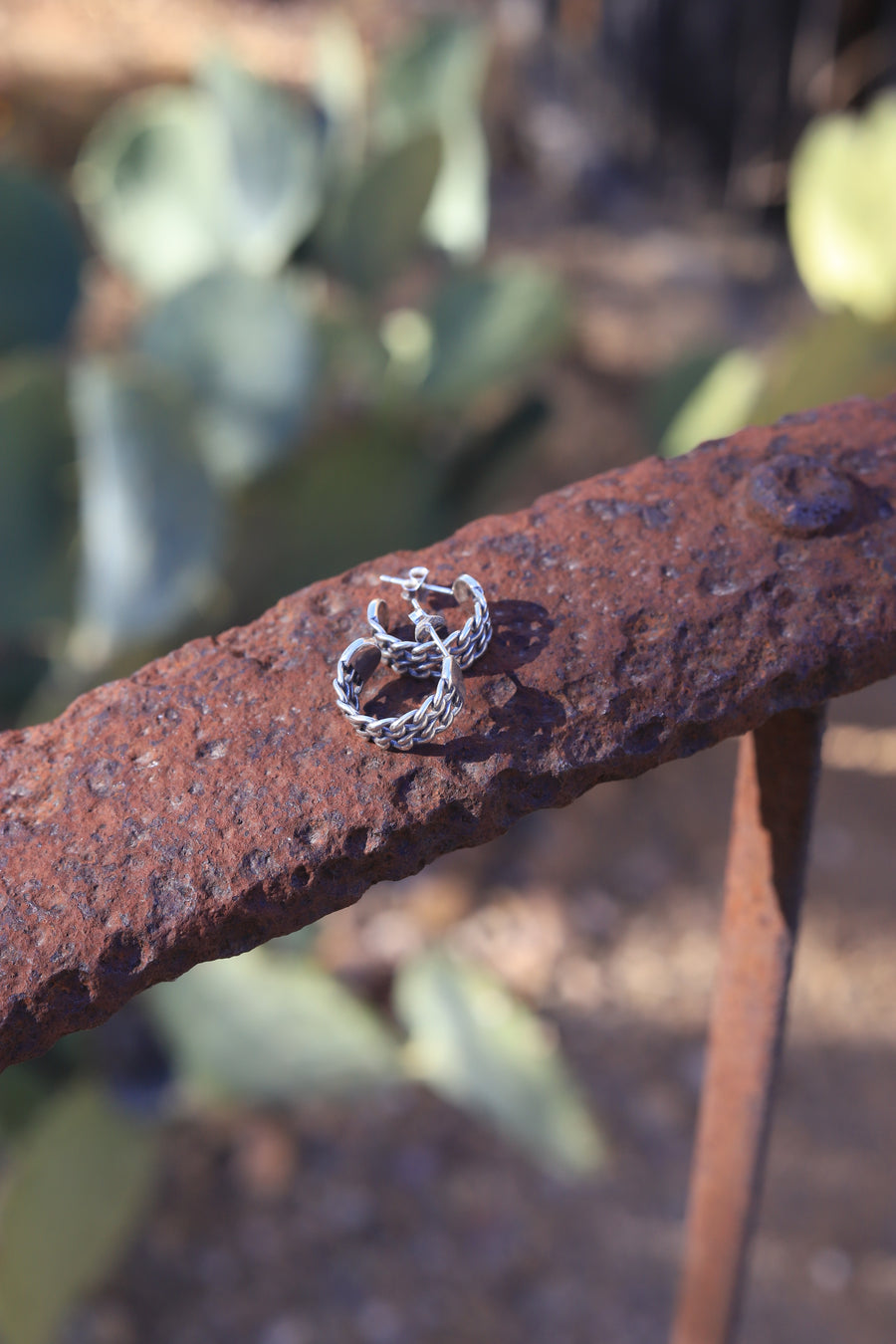 Sterling Silver Braided Chain Hoops