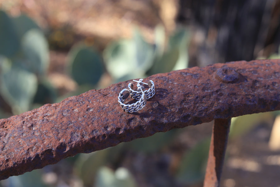 Sterling Silver Braided Chain Hoops