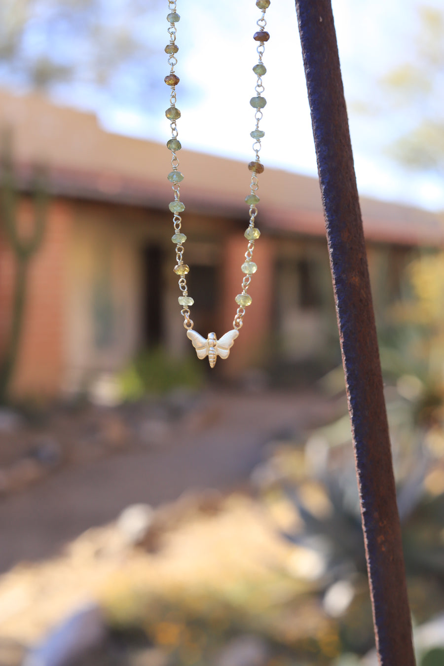 Green Garden Butterfly Necklace