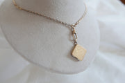 Victorian Square Etched Locket on Watch Chain