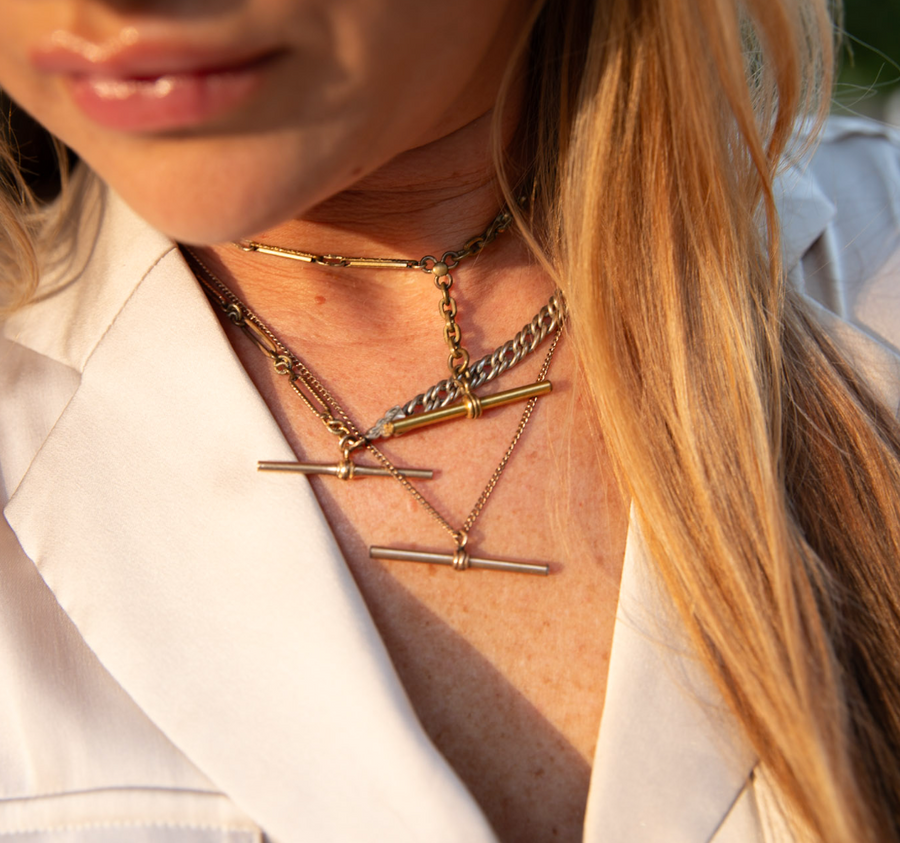 Toshiko Antique T-Bar Watch Chain Necklace | Stone Cooper Toshiko Antique T-Bar Watch Chain Necklace | Stone Cooper