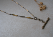 Linda Two-Toned T-Bar, Watch Chain Necklace