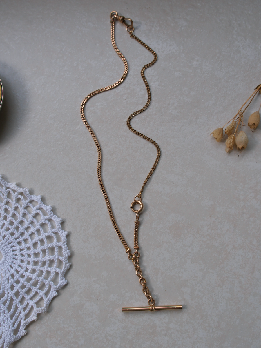Mary Gold-Filled T-Bar, Watch Chain Necklace