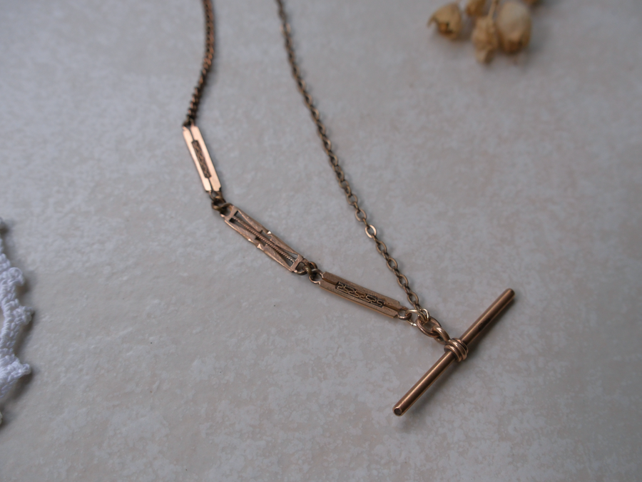 Horus Gold-Filled Watch Chain, T-Bar Necklace