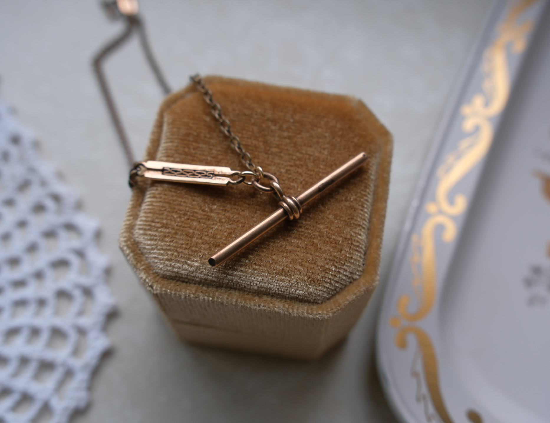 Horus Gold-Filled Watch Chain, T-Bar Necklace