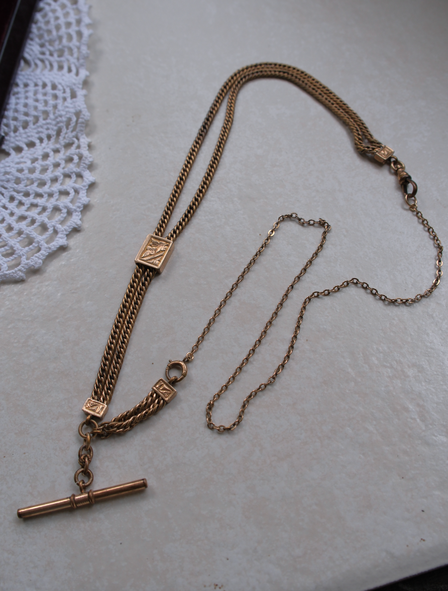 Stavroula Gold-Filled Watch Chain, T-Bar Necklace