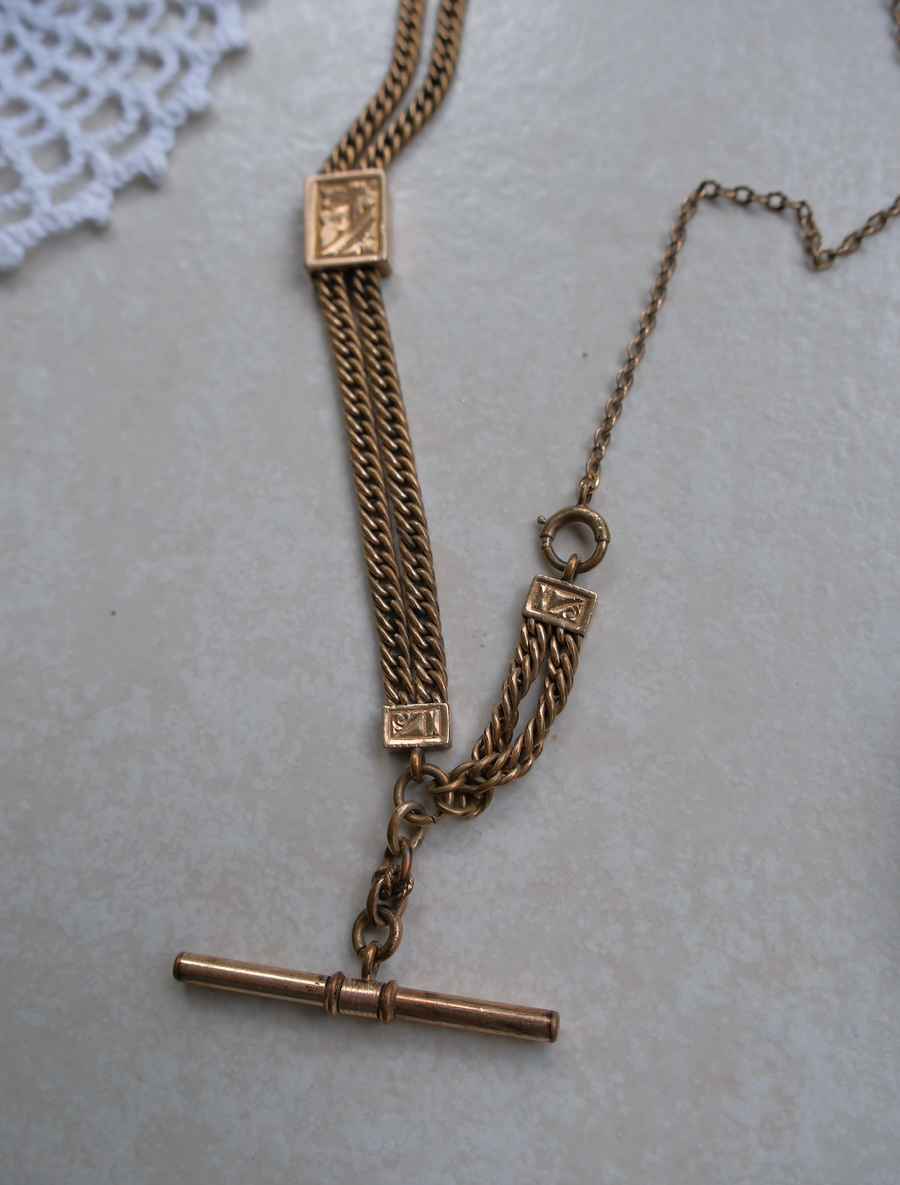 Stavroula Gold-Filled Watch Chain, T-Bar Necklace