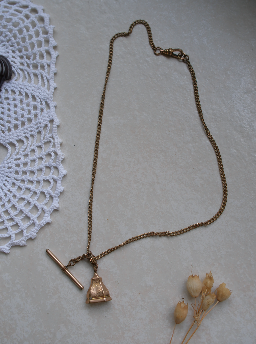 Agatha Fob, Gold-Filled T-Bar Necklace