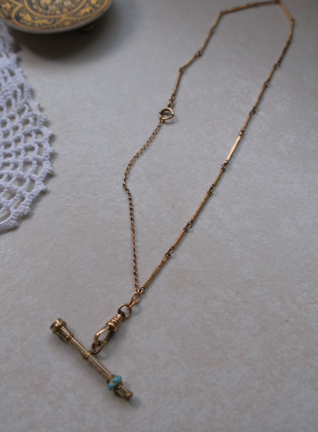 Dolores Gold-Filled Turquoise T-Bar Necklace