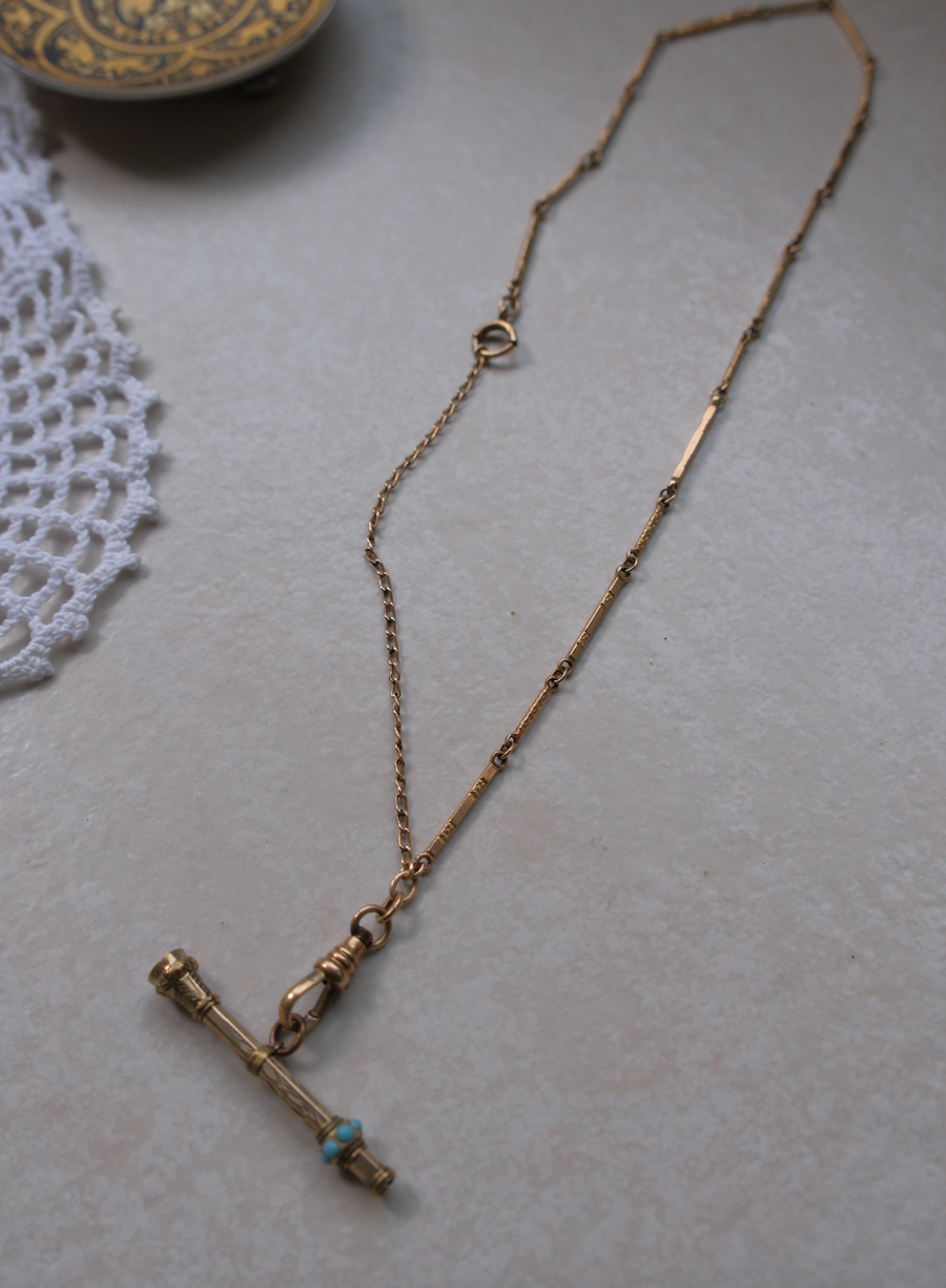 Dolores Gold-Filled Turquoise T-Bar Necklace