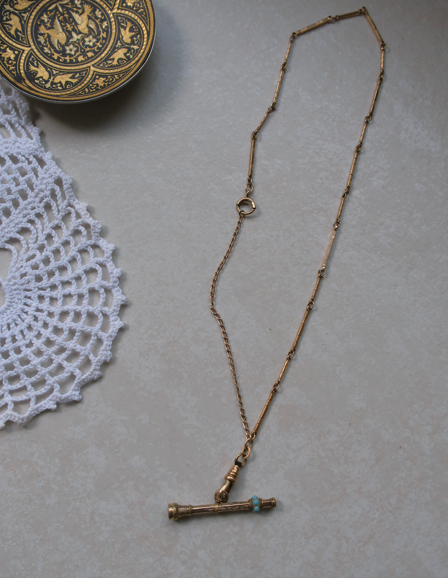 Dolores Gold-Filled Turquoise T-Bar Necklace