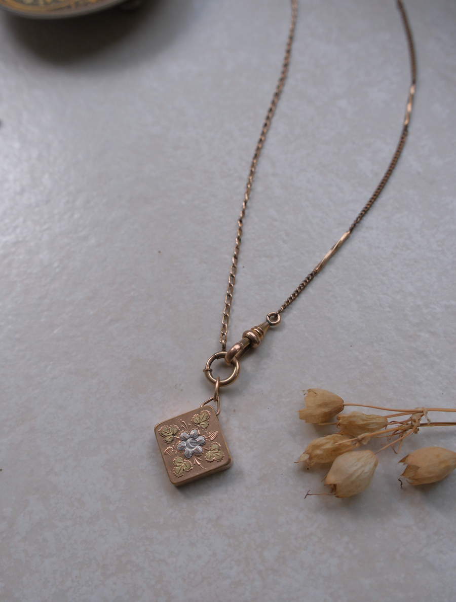 Margaret Gold-Filled Watch Chain, Floral Fob