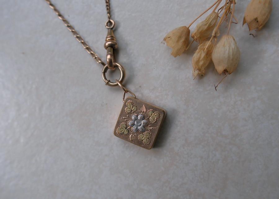 Margaret Gold-Filled Watch Chain, Floral Fob