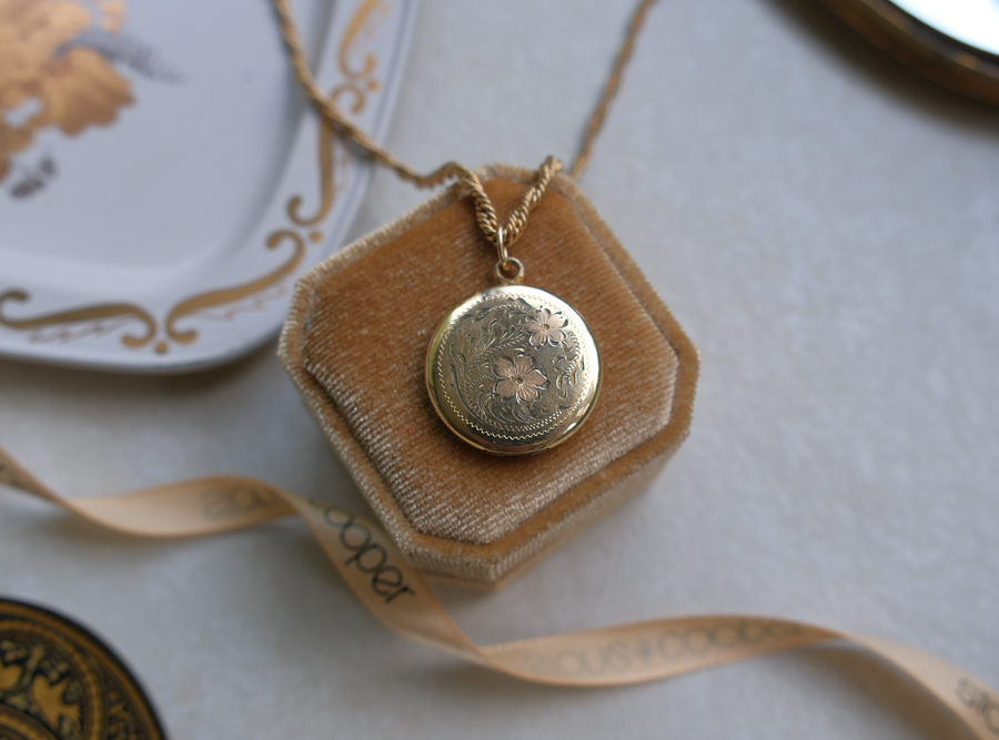 Faye Gold-Filled Engraved Flower Locket