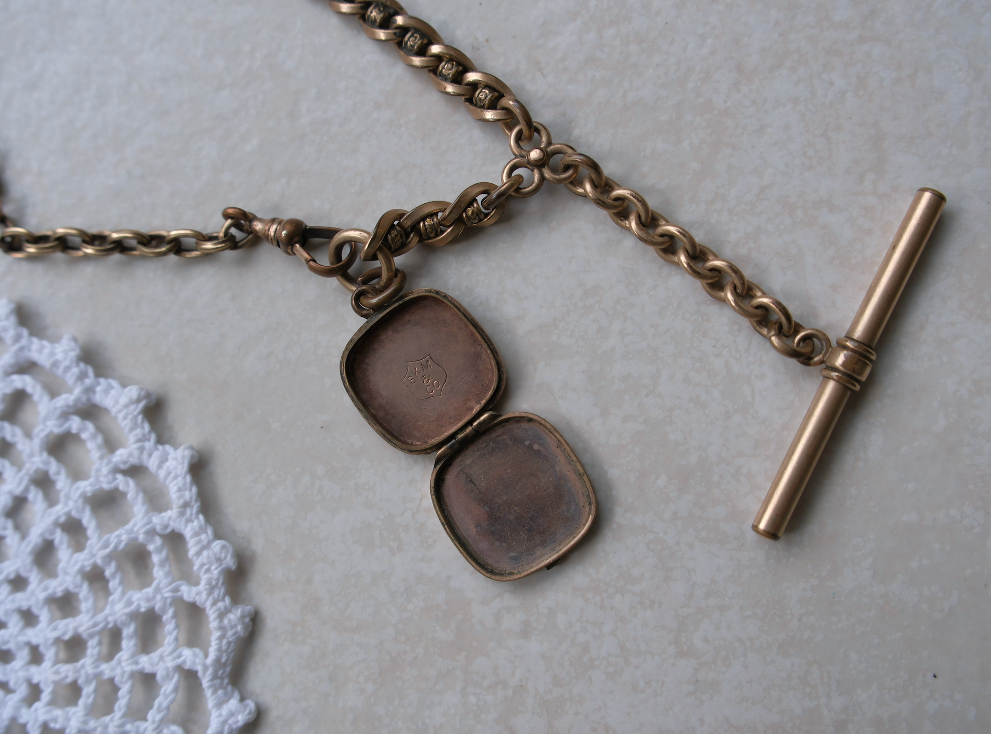 Solveig Gold-Filled Locket, T-Bar Necklace