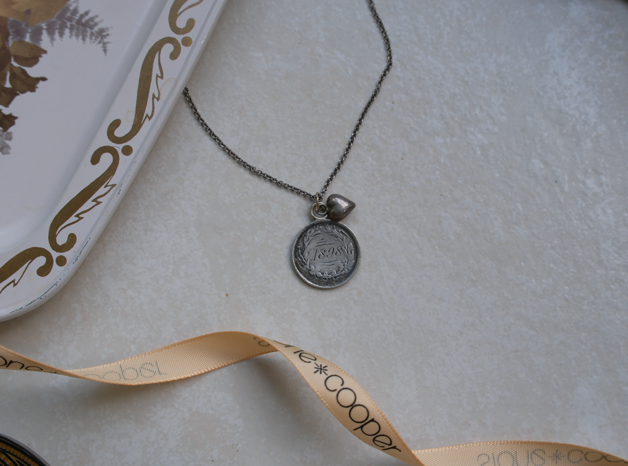 1898 Sterling Love Token Fish Necklace