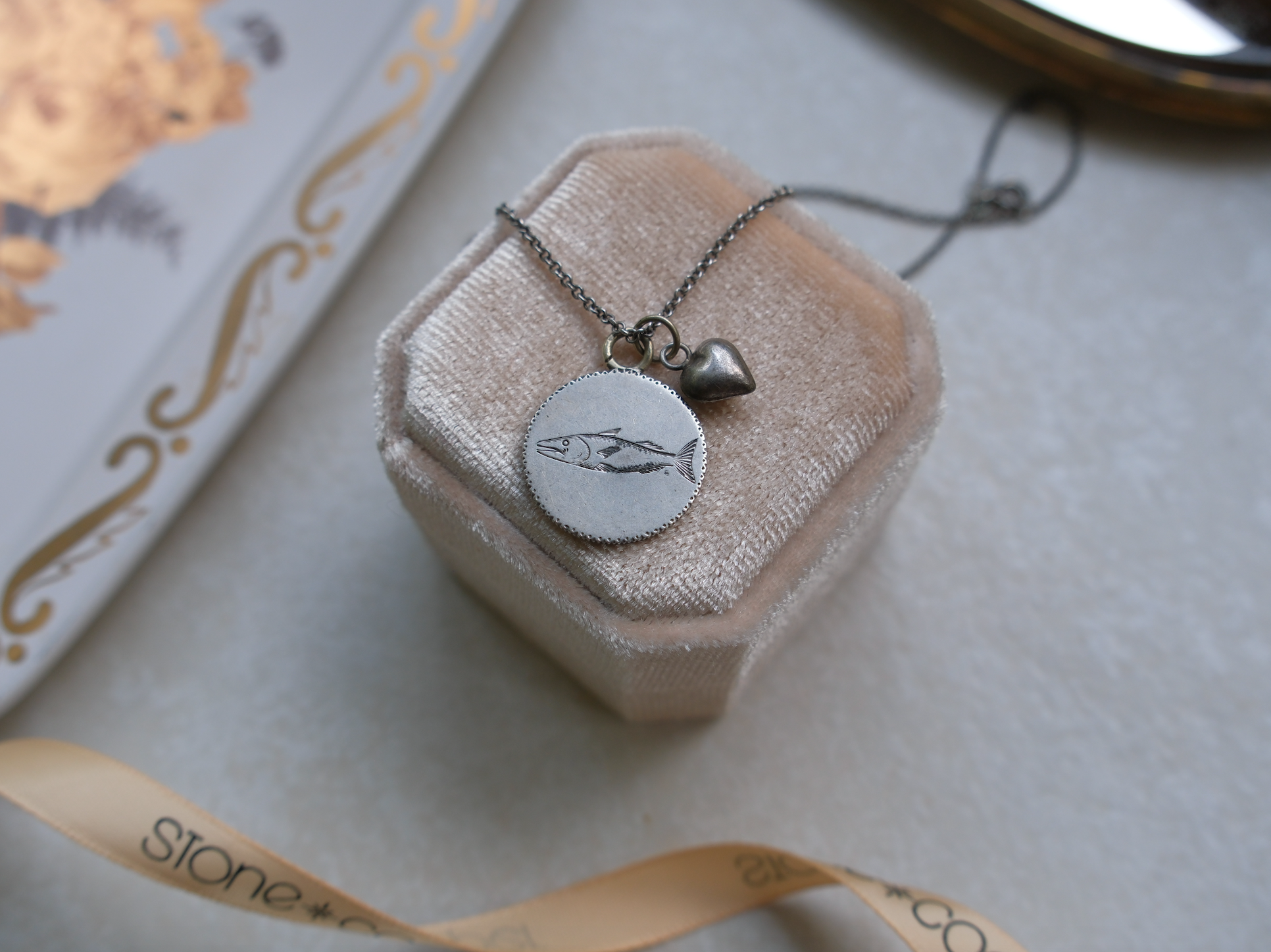 1898 Sterling Love Token Fish Necklace