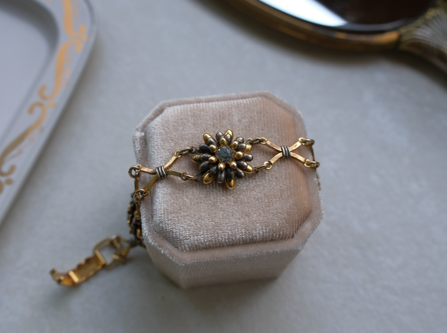 Debra Aquamarine Flower Link Bracelet