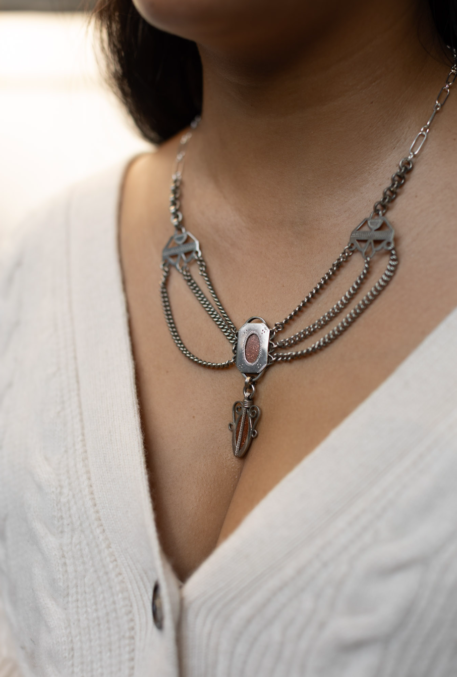 Maude Marie Silver Chatelaine Necklace