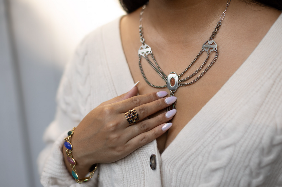 Maude Marie Silver Chatelaine Necklace