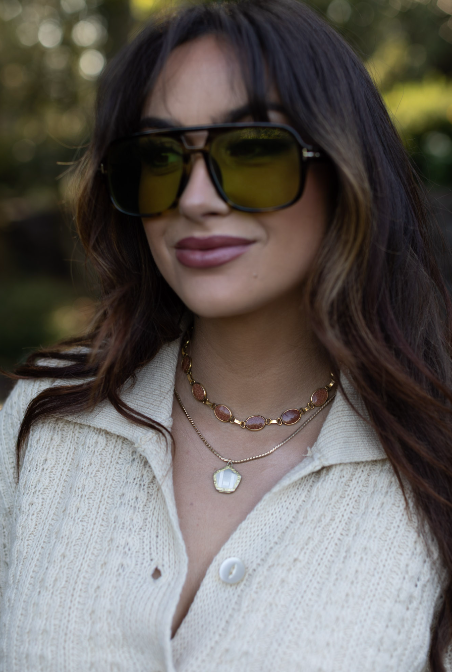 Simon Gold-filled Goldstone Necklace