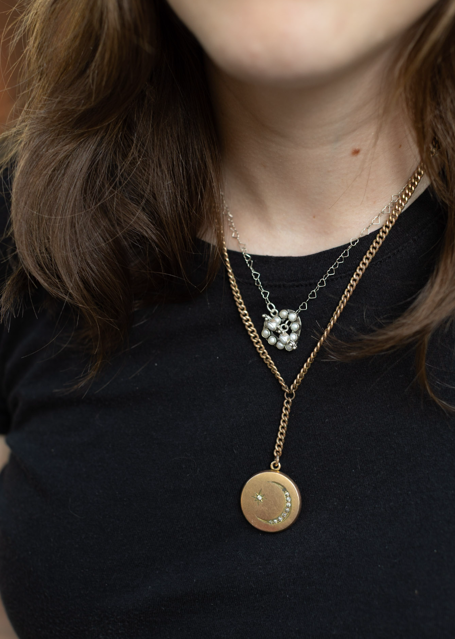 Pearl Silver Heart Toggle Necklace