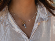 Lucky Purple Fish Necklace with Moonstone