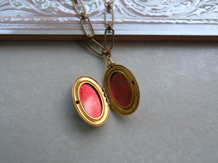 Hedwig Gold-Filled Black Enamel Locket