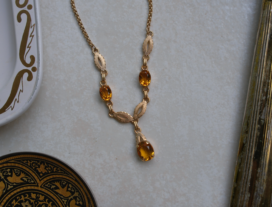 Kaleope Gold-Filled Citrine Drop Necklace