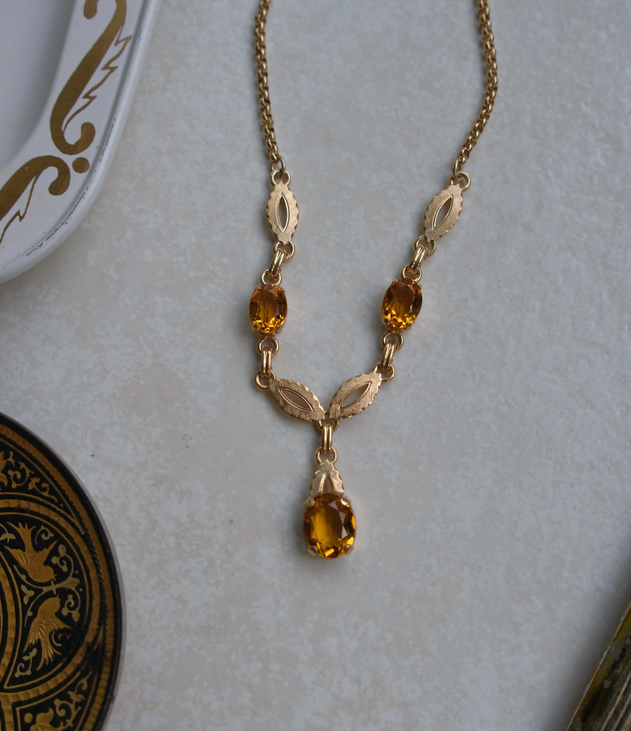 Kaleope Gold-Filled Citrine Drop Necklace