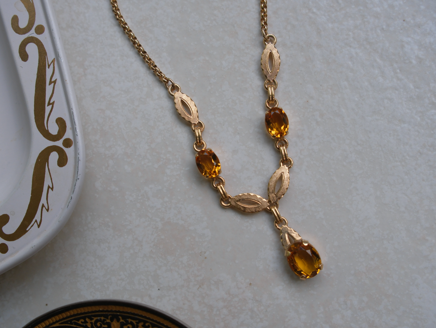 Kaleope Gold-Filled Citrine Drop Necklace